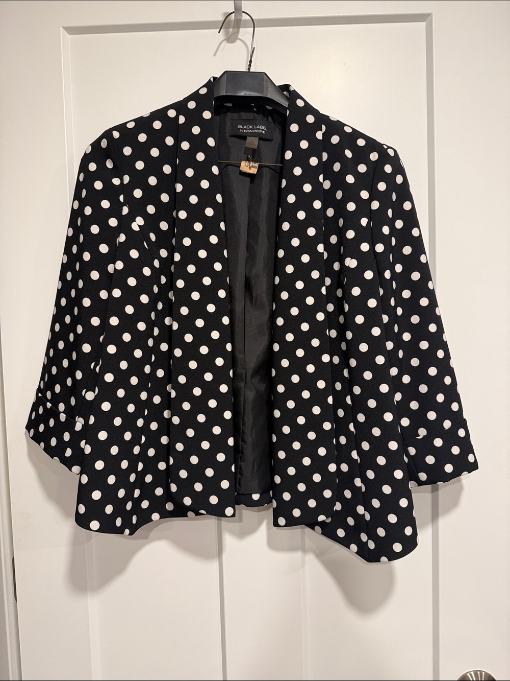 Black Label Evan-Picone Polka Dot Blazer Jacket Size 6 3/4 Sleeve